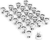 RTRHINOTUNING 50PCS Chrome Silver Wheel Rim Lip Rivets Nuts of 7.5mm/0.3in Hole Replacement Plastic Rivets