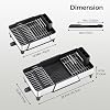 Urackify Large Dish Drying Rack - Triple Expandable Dish Rack for Kitchen Counter, Stainless Steel Sink Organization and Storage Essentials with Utensil & Pans Holder for Home and Appartment, Black