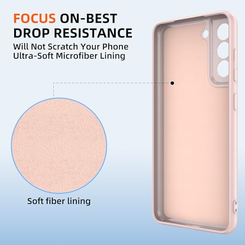 for Samsung Galaxy S21 FE 5G Case,Liquid Silicone Upgrade [Soft Anti-Scratch Microfiber Lining][2 HD Screen Protector][Full Camera Protection] Shockproof Phone Case for Samsung S21 FE 6.4 inch -Pink - image 6
