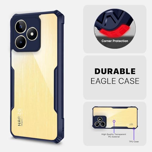 Image of Outlouders Back Cover for Realme Narzo N53 / Realme C53 | Ultra Hybrid Transparent | Full Camera Protection | Raised Edge | Crystal Clear Bumper Case (Blue)