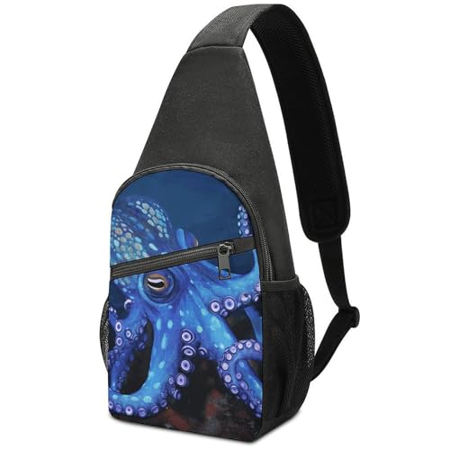 Mochila Sling Blue Octopus ligera para hiking y viaje miniatura 1