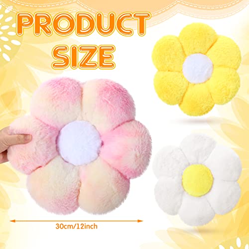 Unittype 3 Pcs Flower Shaped Throw Pillow Plush Flower Pillow Floor Cushion Cute Pillows For Bedroom Aesthetic Daisy Pillow For Bedroom Living Room Sofa Chair, White, Yellow, Pink, 12 Inch #TOP1