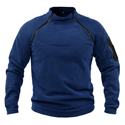 Beokeuioe Hoodie Herren Fleece Pullover Knopfkragen Kapuzenpullover Herren Plüsch Warm Dicker Sweatshirt Teddy-Fleece Outdoorjacke Sportjacke Taktische Jacke aus Plüsch Cover