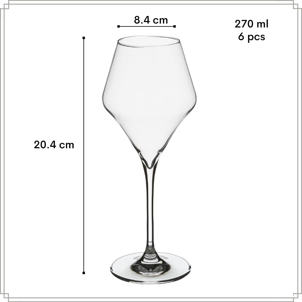 OTIX Weingläser Set - Rote Weingläser - 370ML - Weißwein Gläser - 270ML - Transparent - Kristall - 12er Set - TOPAZ