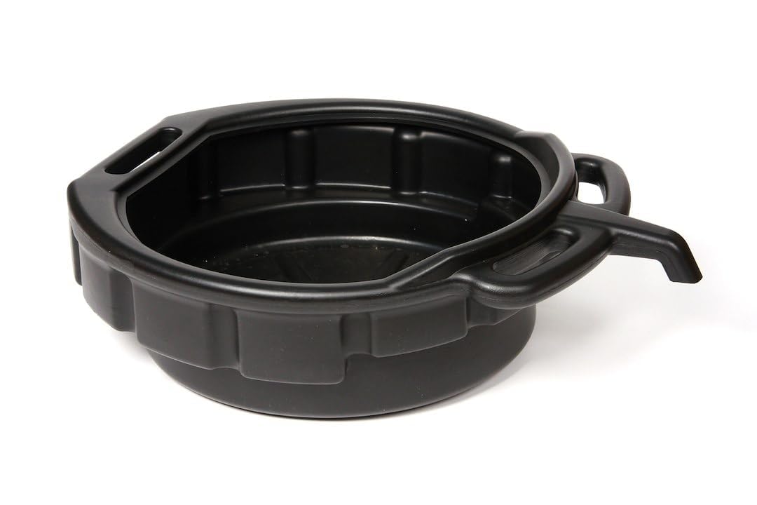 32953 4-Gallon Oil Change Drain Pan, Car Oil Container, Ideal For Automotive/Motorcycle, Drain Safely, 6 1/2" High by 18" Wide, Black - Made in USA