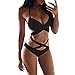 Produktbild RANRANJJ Frauen Hohe Taille Bikinis Set Zweiteiler, Sexy Dreieck Bademode Weibliche Retro Bikini Gepolsterte Badeanzug Für Damen (Farbe : Schwarz, größe : S)