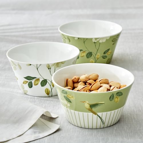 Image of Home Centre |Mandarin Botanica Emily Set of 3 Bone China Printed Serving Bowl - 470ml|Single Crockery|Crockery|Bowls|Green