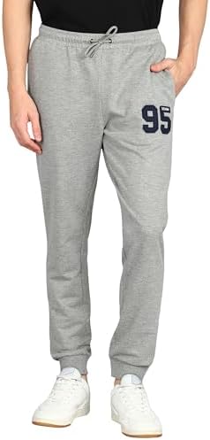 Alan Jones Clothing Men Mid Rise Cotton Blend Joggers Track Pants | French Terry | Zipper Pocket | Casual, Gym & Lounge Wear