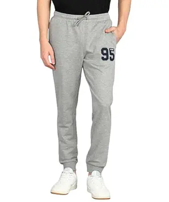 Alan Jones Clothing Men Mid Rise Cotton Blend Joggers Track Pants | French Terry | Zipper Pocket | Casual, Gym & Lounge Wear