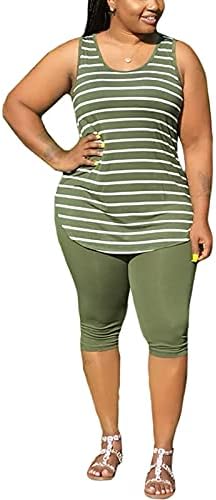acelyn Women’s 2 Piece Outfits Plus Size Casual Summer Tank Tops Biker Shorts Sets