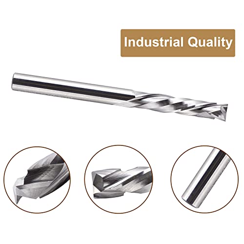 Spetool Spiral Compression Router Bits 1/4" Shank,1-1/4Inch Cutting Length, Extra Long 3 Inch Ovl,Carbide Up Down Cnc Router Bits End Mill For Wood Mortises Carving Engraving #TOP2