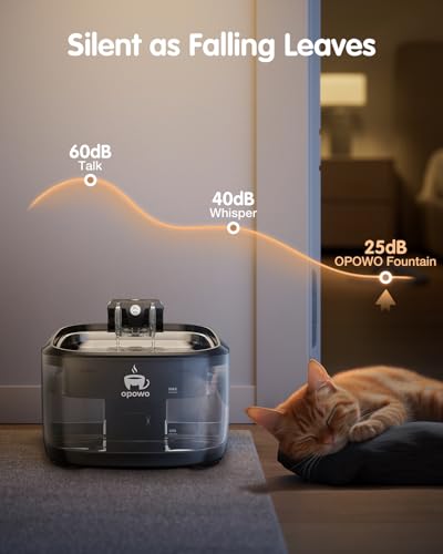 Opowo FT999 Wireless Cat Water Fountain Stainless Steel, 108Oz/3.2L Cat Water Fountain Battery Operated With 3 Modes, 5000Mah Battery, Ultra Quiet Motion Sensor Pet Water Fountain thumb #6