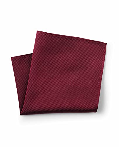 Savile Row Mouchoir de poche carré en soie pour homme, Tissage sergé fin bordeaux, Taille Unique