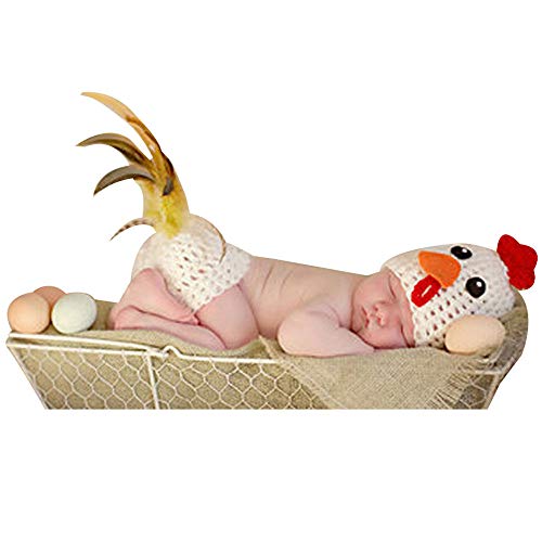 Baby Crochet Chick Outfit Newborn Photography Props Handmade Knitted Hat Diaper Suit Infant Accessories (0-3Months)