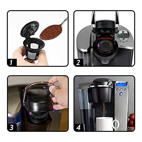 Jifeijidian 2 Pcs Universal Reusable K Cups Filter Multistream Technology For K45 K55 K65 K70 K75 K80 K90 K155 K200 K250 K300 K350 K360 - Black Refillable Kcups Coffee Filters For Keurig Coffee Makers #TOP6