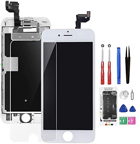 for iPhone 6S Screen Replacement White, Drscreen LCD Touch Digitizer Complete Display for A1633, A1688, A1700,with Proximity Sensor Ear Speaker Front Camera Screen Protector + Repair Tool
