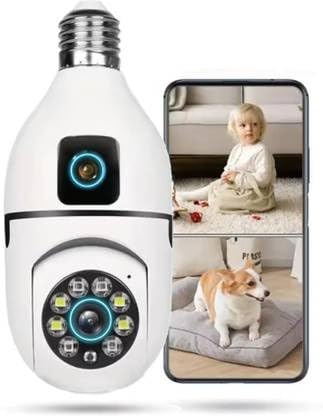 Image of 10MP (5+5MP) HD Bulb PTZ Indoor WiFi CCTV Security Camera with Dual Lens, Color Night Vision, Motion Tracking, Two-Way Audio & 128GB SD Card Support | 360 Pan Tilt Bulb Camera