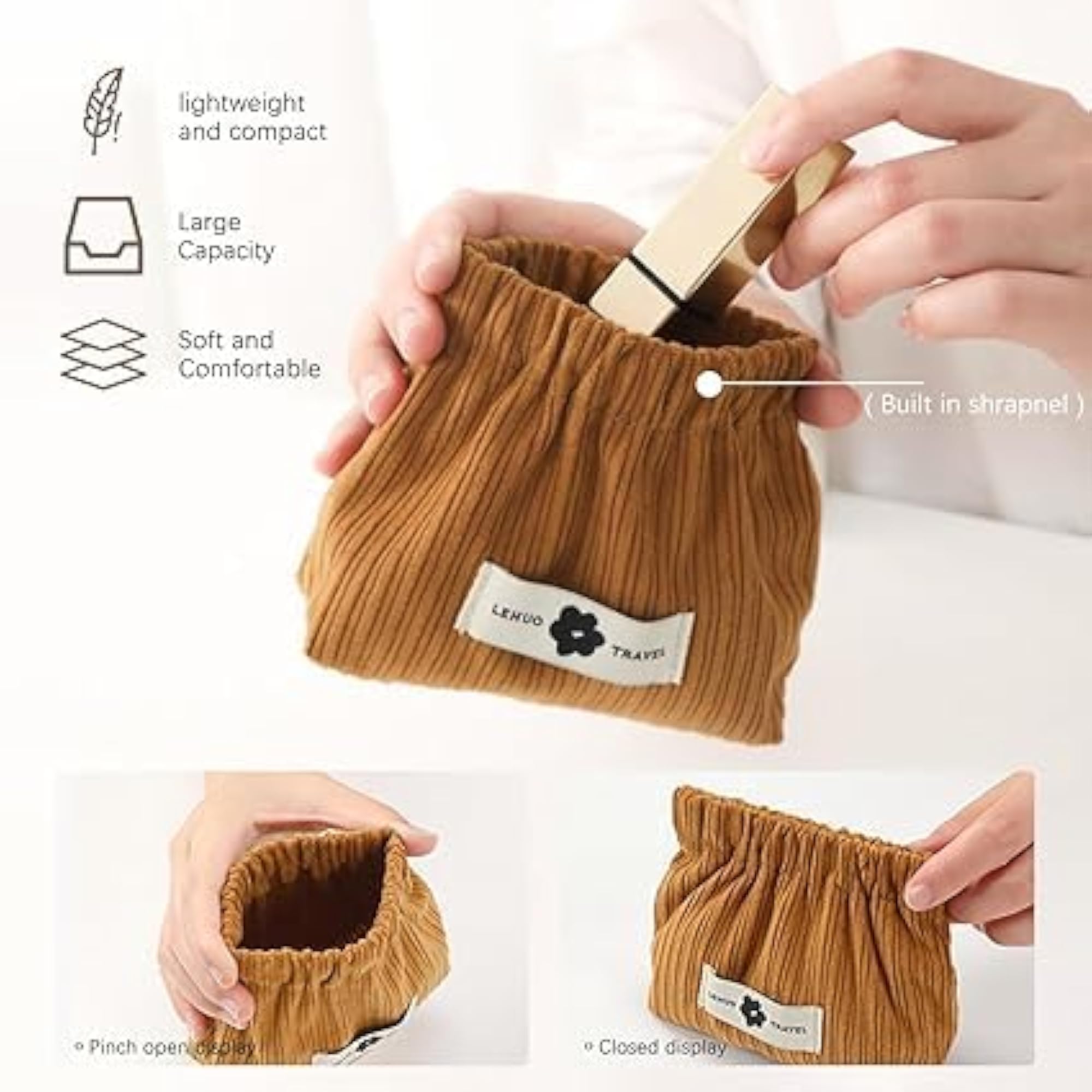 4 Pcs Portable Corduroy Storage Bag