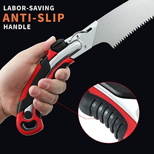 Airaj Pruning Saw With Scabbard Safety Sheath - 20 Inch Gardening Hand Saw - Japanese Sk5 Steel Curved Blade - Safe & Secure Blade Lock - Long Lasting Sharpness – Easy To Replace Blade #TOP4