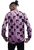 PCEAIIH Men's T-Shirt Printed Tee Fashion Top Round Neck Long Sleeves Casual Graffiti Hip Hop Checkerboard Tops Light Purple #2