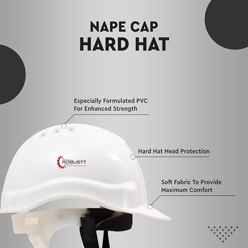 Image of Robustt Safety Helmet - White (Pack of 5) | Adjustable Headband | Heavy Duty Material | As Per ISI Safety Standard | Non Irritant and Soft Fabric | Lightweight and Durable