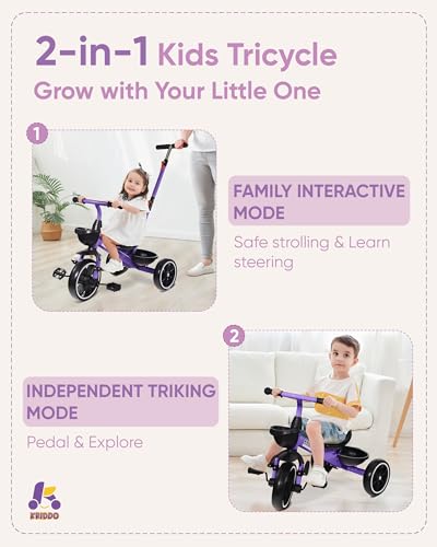 image for KRIDDO 2-in-1 Toddler Tricycle for Ages 18 Months to 5 Years Old - Ext