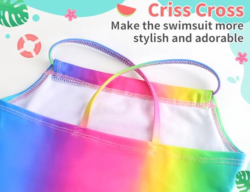 Image of TENVDA Girls Swimsuit Summer Beach Sport Halter Bathing Suits One Piece Swimwear for 2-12 Years Old Kids