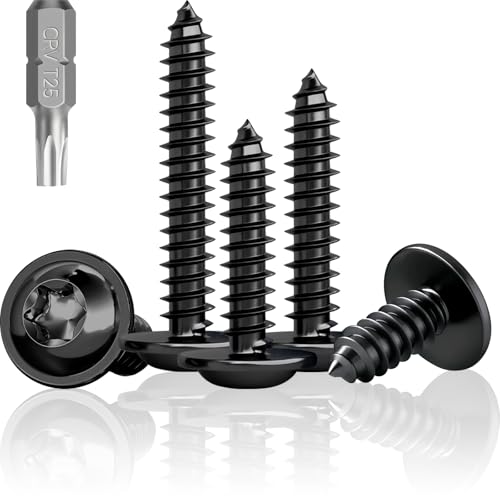 Jyvex 100 tornillos negros de cabeza plana M5 x 30 mm, para madera y paneles acústicos, acero inoxidable A2 V2A, con cabeza Torx