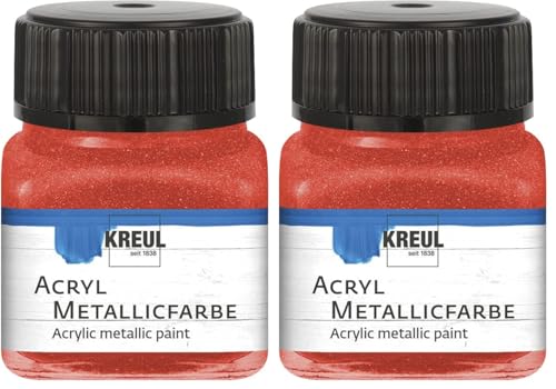 KREUL 77273 Pintura acrílica metalizada bote de 20 ml en rojo glamurosa al agua con efecto metalizado