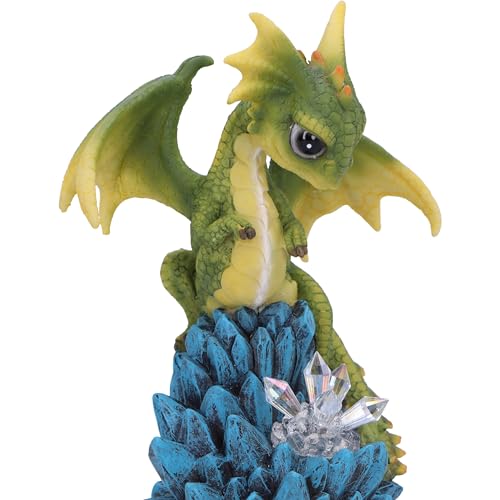 Nemesis Now Crystal Peak Figurine 18cm, Resin, Green, Dragonling on Light Up Crystals Figure - Image 2