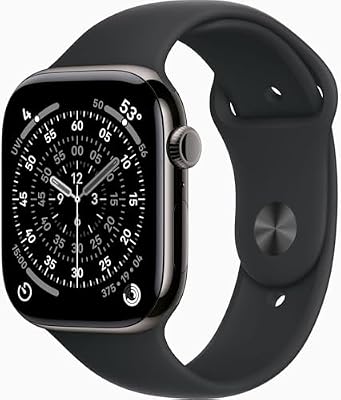 Apple Watch Series 11 [GPS + Cellular, 46mm] Slate Titanium Case with Black Sport Band, S/M (Renewed Premium)