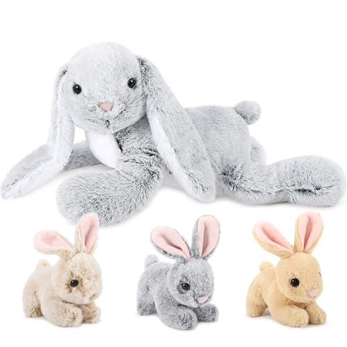 MaoGoLan 4Pcs Easter Bunny Stuffed Animals with 3 Babies Inside, 24” Soft and Cuddly Giant Rabbit Plush, Easter Stuffed Bunny Gift for Kids,Boys,Girls