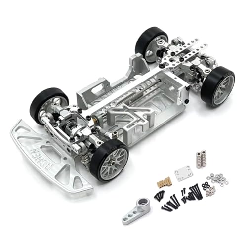 RC�X�y�A�p�[�c For WLtoys For KYOSHO For MINI-Q9 1/28 4WD RC�J�[�p�[�c ���^���A�b�v�O���[�h �}���`�z�C�[���x�[�X�t���[��(Silver)