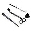 MUXSAM 3pcs Kerzenzubehör-Sets Kerzenabdeckung Rundkopf-Kerzenschere und Kerzenhaken aus Edellstahl,Schwarz