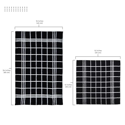 Image of Encasa Cloth Bath Towel Set | Super Absorbent Multipurpose Kitchen Towels for Drying and Cleaning - Pack of 10 - Black Combo