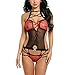 Produktbild Damen Sexy Dessous Body One Piece Ouvert Babydoll Nachtwäsche Reizwäsche Lingerie Set Erotik (XXL, Dunkelrot)