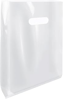 LazyMe Merchandise Bags, Clear Plastic Bags with Die Cut Handles for Small Business, Gift, Boutique and Trade Show, 11x15 Inches (100pcs)