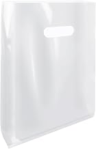 LazyMe Merchandise Bags, Clear Plastic Bags with Die Cut Handles for Small Business, Gift, Boutique and Trade Show, 11x15 Inches (100pcs)