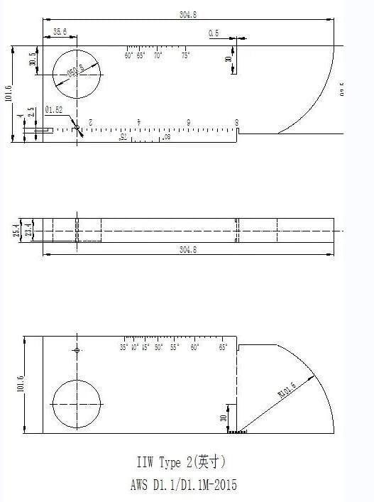 IIW-Type 2 AWS D1.1/D1.1M-2015 Calibration Block 1018 Steel Test Block for Ultrasonic Flaw Detector