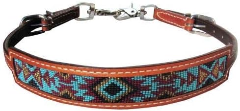 Showman Medium Leather Wither Strap w/Beaded Navajo Design