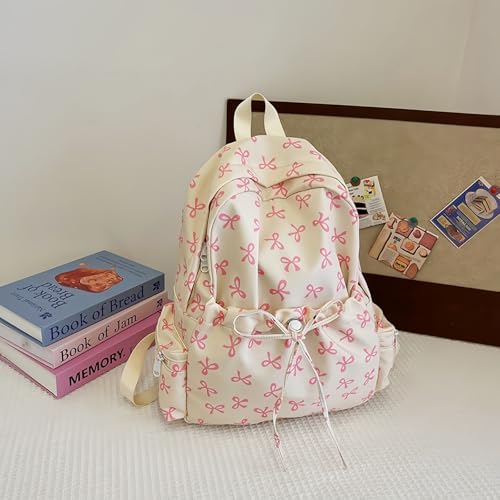 14.57 Inch Small Backpack for Women, Aesthetic Lightweight Travel Daypack Simple Cute Backpack for Women (Beige)4