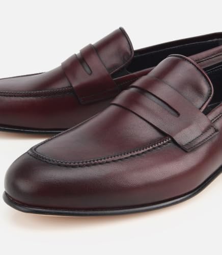 Resim HOTİÇ Erkek Deri Bordo Klasik Loafer 