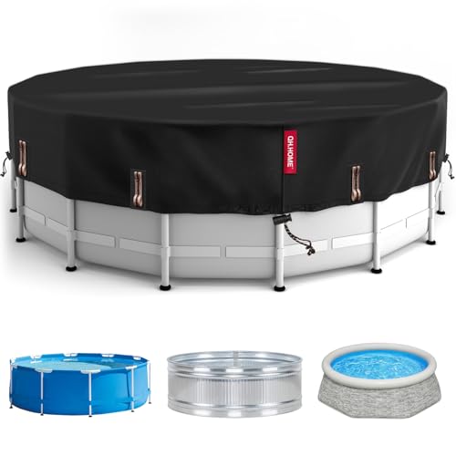 14 Ft Round Pool Cover with Fast Tightening Patented Ratchet Solar Pool Covers for Above Ground Pools One-Piece Tear Resistant Swimming Pool Cover Protector with Upgraded Ultimate Windproof