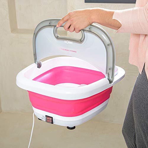 Solac ME7756 - Idromassaggiatore Per Piedi, Pieghevole, 6 Litri, Massaggio Con Bolle, Vibrazioni E Infrarossi, Riscaldamento Dell'acqua, Uso Con Oli, 350 W, Colore: Bianco/Fucsia - 5