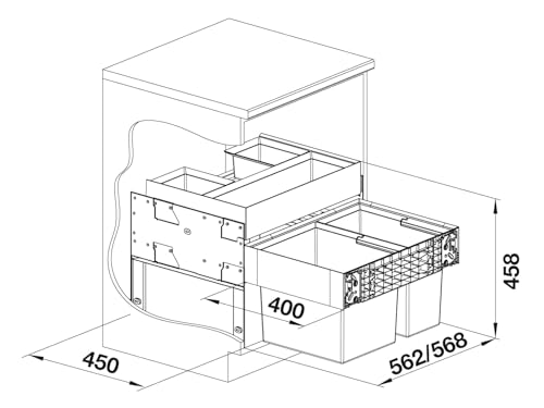 Image of BLANCO 526208 Select II 60 /2 Orga Waste Bin System