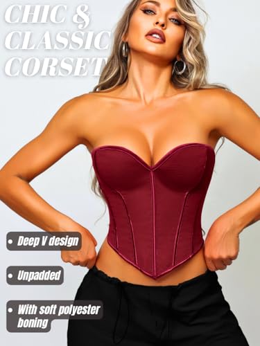 Image of ChiaoLezhee Heart Corset Top For Women, Sexy Concert Outfits Going Out, Strapless Crop Top, Overbust Bustier