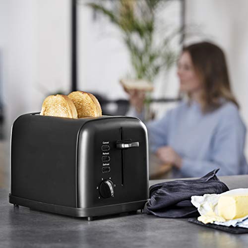 Princess Black Steel Toaster mit Brötchenaufsatz - 6 einstellbare Bräunungsstufen, Auftau-, Aufwärm- und Stoppfunktion… – Bild 3