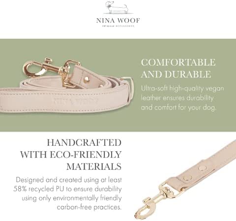NINA WOOF Milan Leather Dog Leash - Padded Luxury Lead for Large & Medium Dogs, 4ft Lilac, Lillac, 4' - Image 2