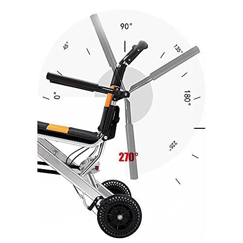 UU-ZHANG Portable Folding Wheelchair, Travel Wheelchair with handbrake, Ultra-Light Wheelchair for The Elderly and Children (with Bag) (8 inch Rubber Rear Wheel)