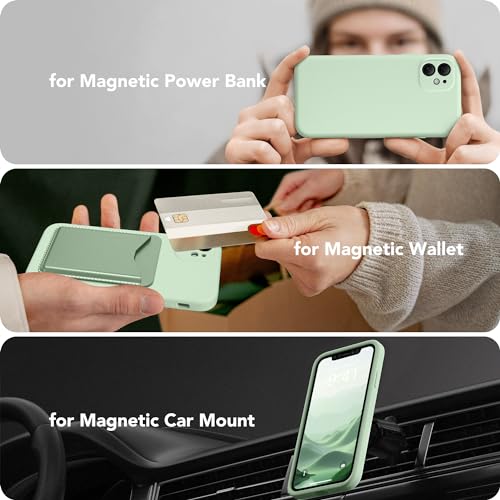 Image of Magnetic for iPhone 11 Phone Case Silicone, Compatible with MagSafe, [Full Camera Protection][Screen Protector] Slim Shockproof Protective Case for iPhone 11 6.1 inch, Light Cyan